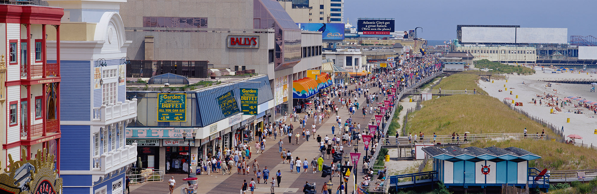 High Angle View Of Tourists Walking On A Road, Atlantic City, New Jersey, USA Wall Mural