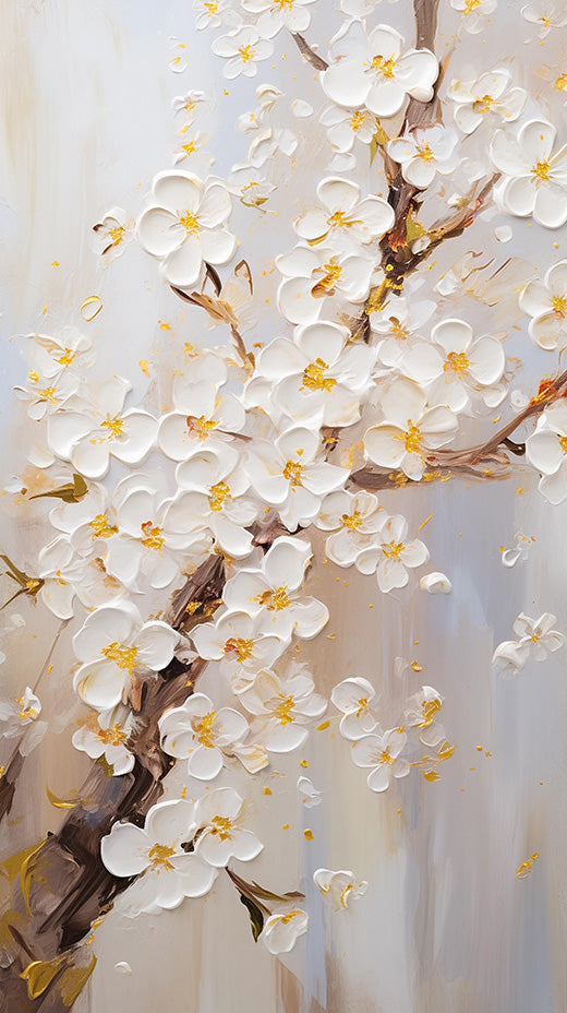 Oil Painted White Flowers Canvas Wrap